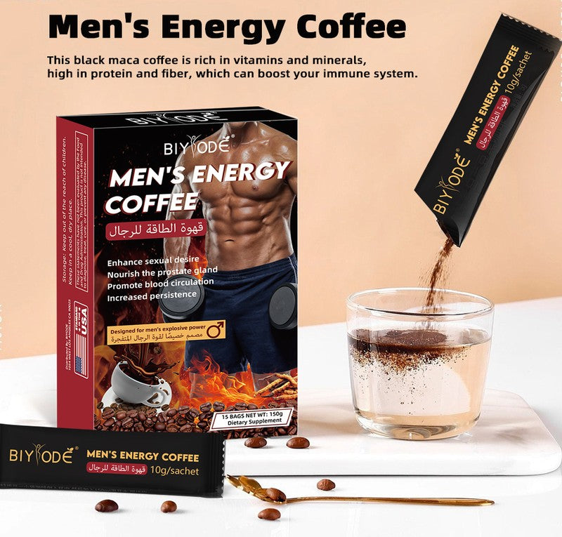 BIYODE Men’s Energy Herbal Coffee with Maca, Tongkat Ali & Ginseng – 15 Sachets