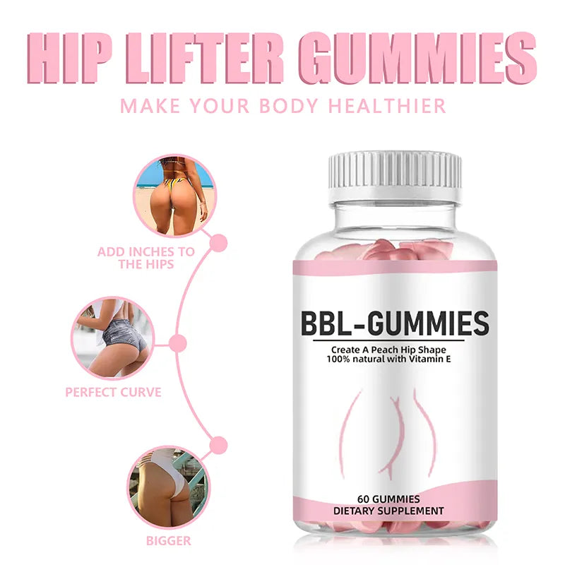 BBL Hip Enhancement Gummies – 100% Natural, Boost Your Curves with Vitamin E