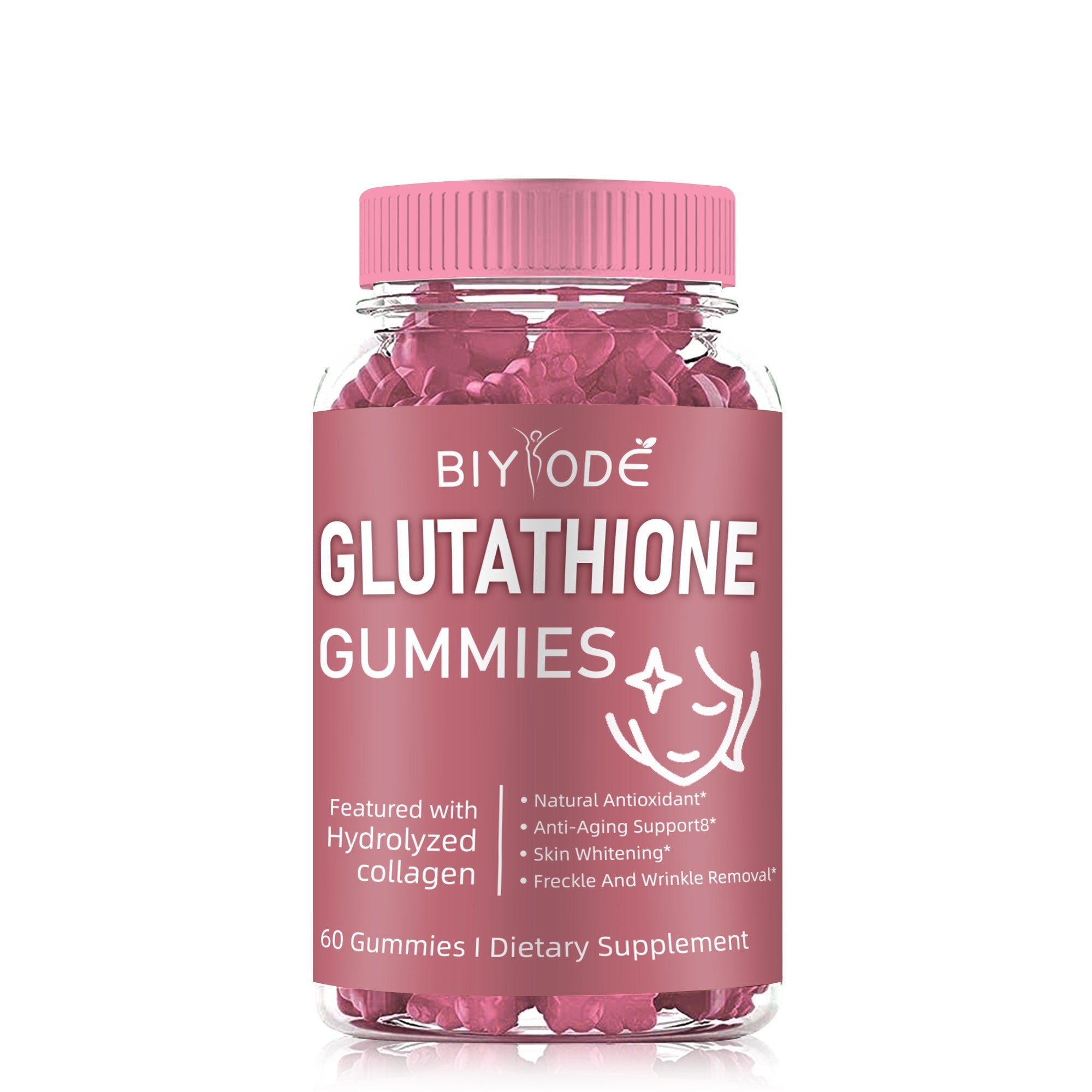 BIYODE Glutathione Collagen Gummies for Dark Spot, 60 Pieces/Bottle Korea