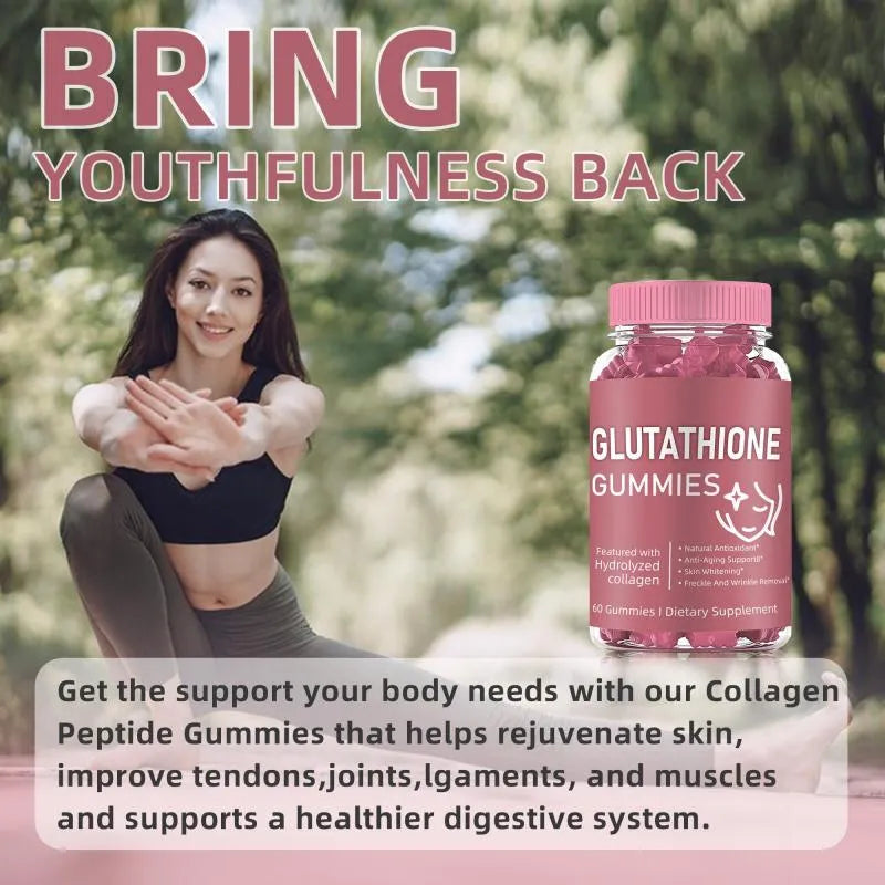 L-Glutathione Gummies 500mg with Hydrolyzed Collagen – Beauty & Skin Wellness Dietary Supplement, 60 Gummies