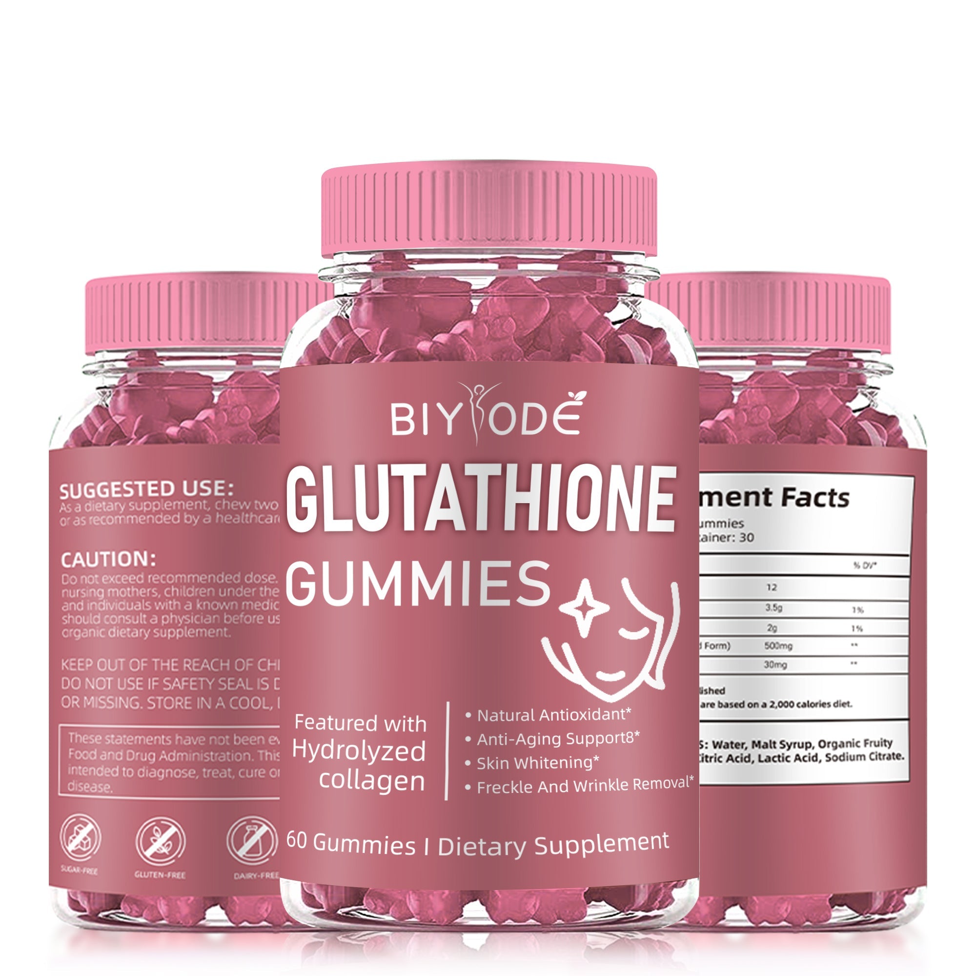 BIYODE Glutathione Collagen Gummies for Dark Spot, 60 Pieces/Bottle Korea