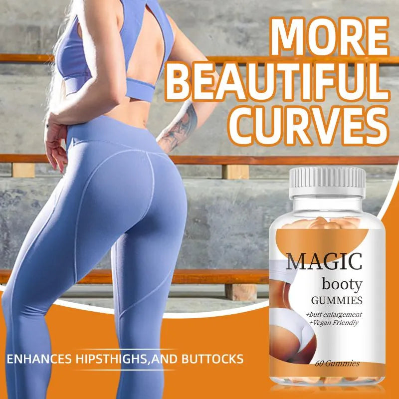 Magic Booty Gummies – Vegan Butt Enhancement & Healthy Body Support Gummies for Curves Wellness | 60 Gummies