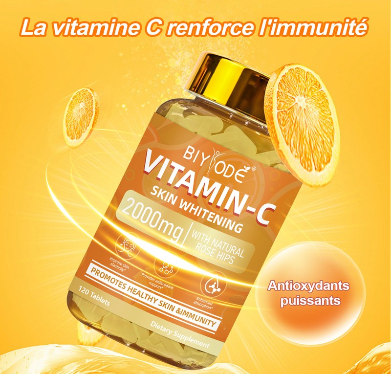 BIYODE Vitamin C with Natural Rose Hips – 120 Tablets