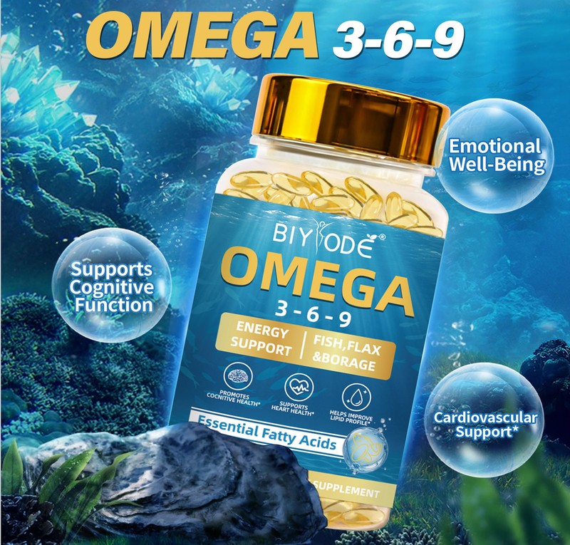 BIYODE Omega 3-6-9 with Fish, Flax & Borage Oils – 100 Softgels