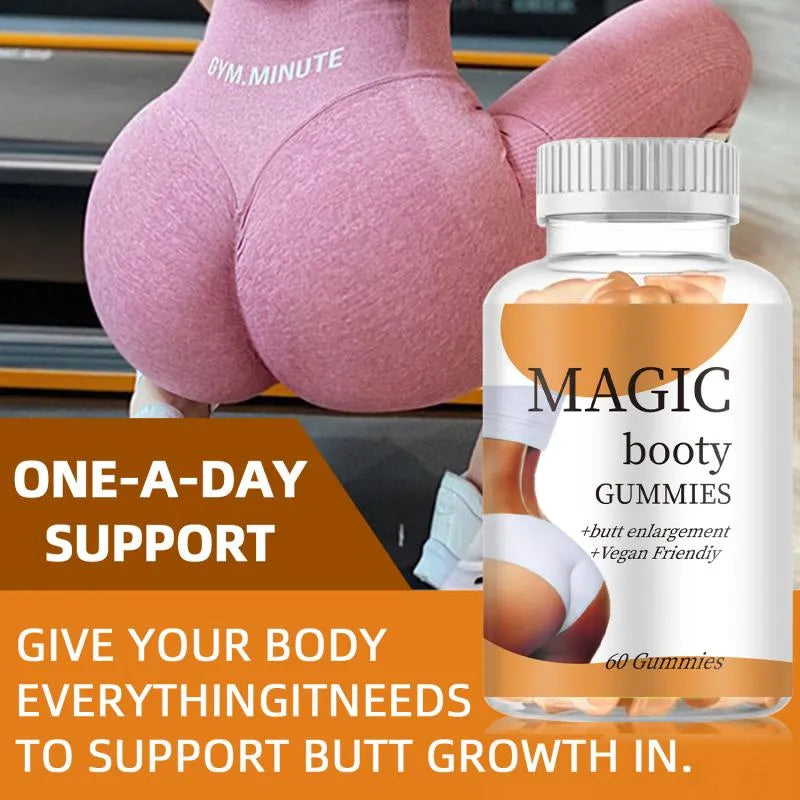 Magic Booty Gummies – Vegan Butt Enhancement & Healthy Body Support Gummies for Curves Wellness | 60 Gummies