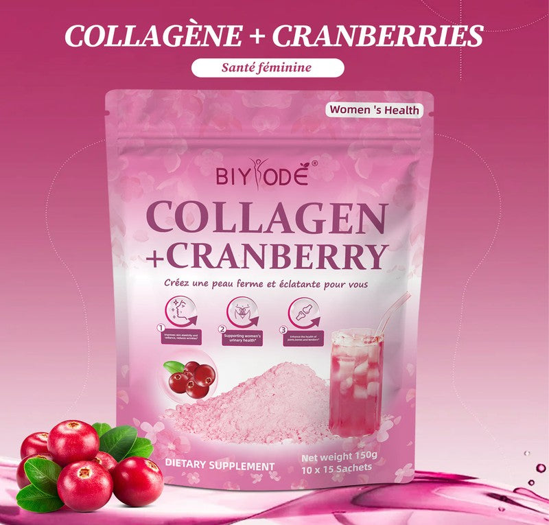 BIYODE Collagen + Cranberry Drink Mix with Vitamin C – 15 Sachets