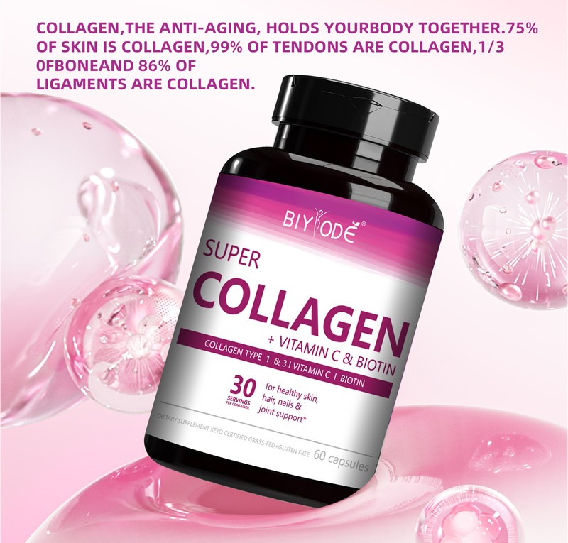 BIYODE Super Collagen Types I & III with Vitamin C & Biotin – 60 Capsules