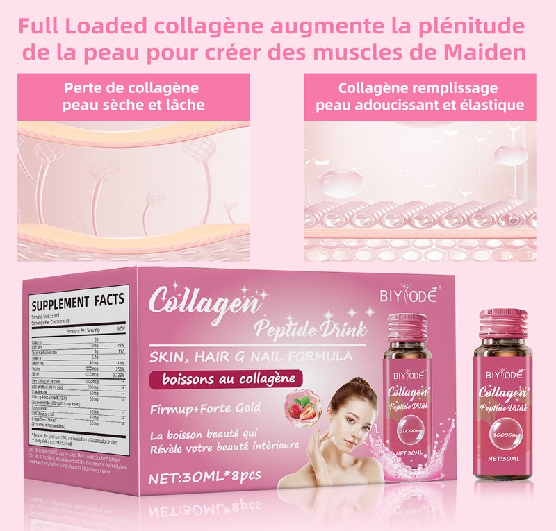 BIYODE Collagen Peptide Beauty Drink 10,000 mg – 8 × 30 mL