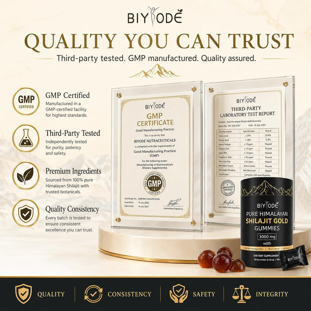 Pure Himalayan Shilajit Gold Gummies 3000mg with KSM-66® Ashwagandha, Black Musli & Gokshura