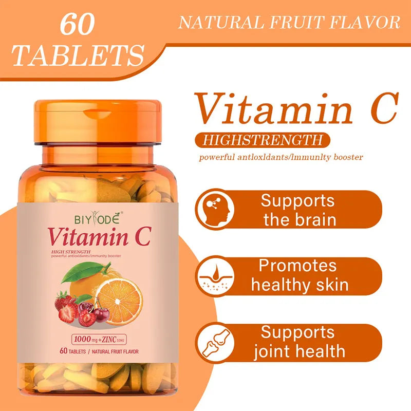 Biyode Vitamin C Tablets Natural Fruit Flavor Vegan