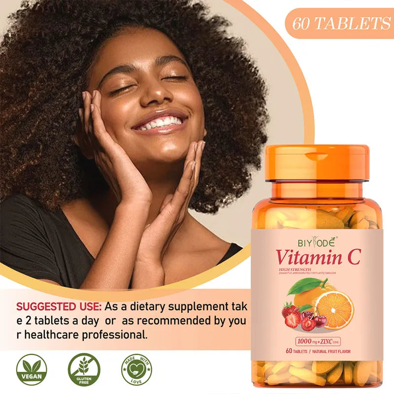 Biyode Vitamin C Tablets Natural Fruit Flavor Vegan