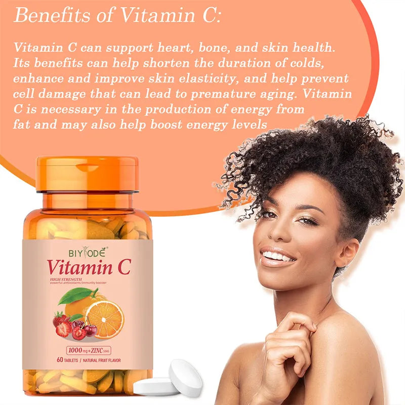 Biyode Vitamin C Tablets Natural Fruit Flavor Vegan