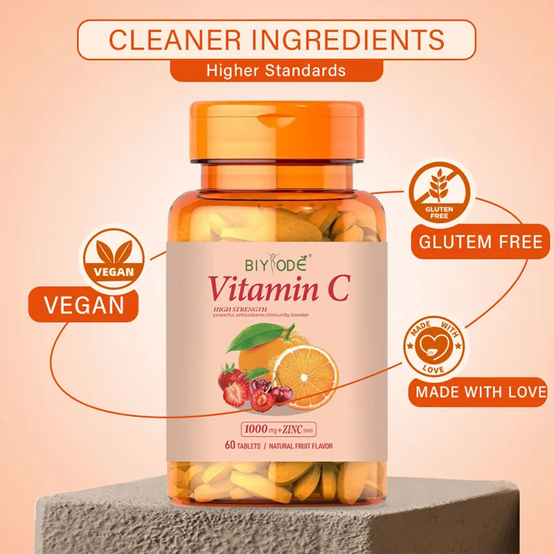 Biyode Vitamin C Tablets Natural Fruit Flavor Vegan