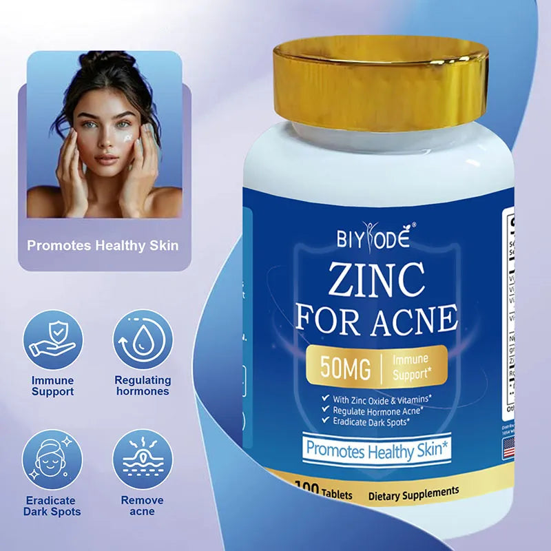 Biyode Zinc For Acne 100 Tablets Dietary Supplements