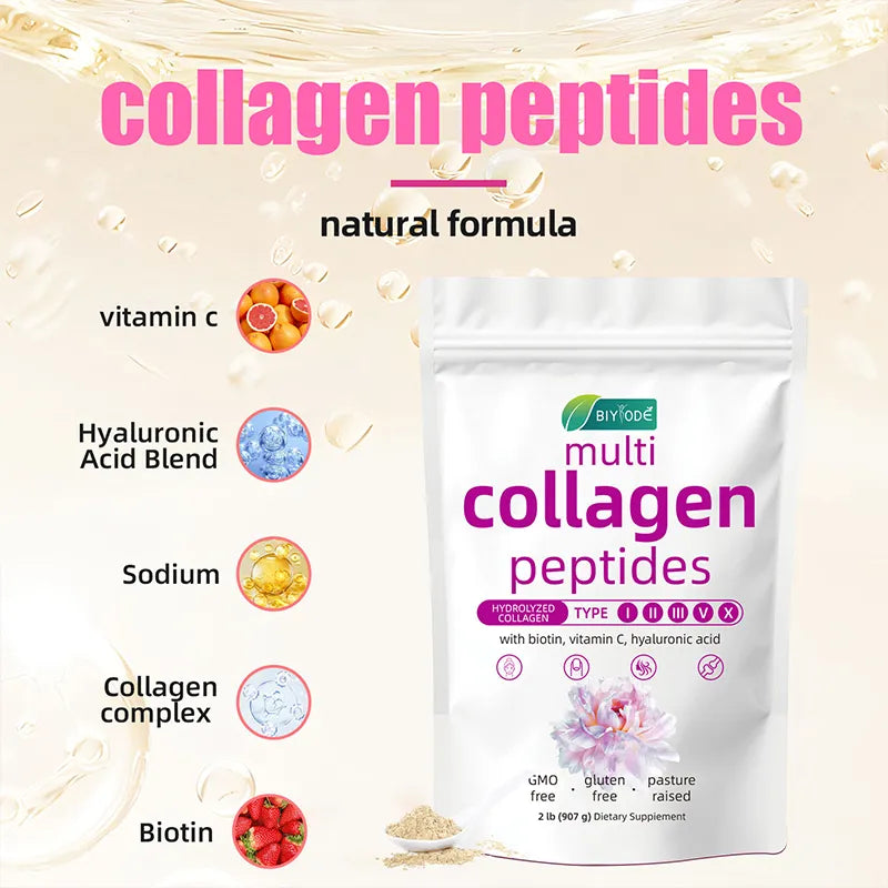 Biyode Multi Collagen Peptides Powder Natural Formula Supplement