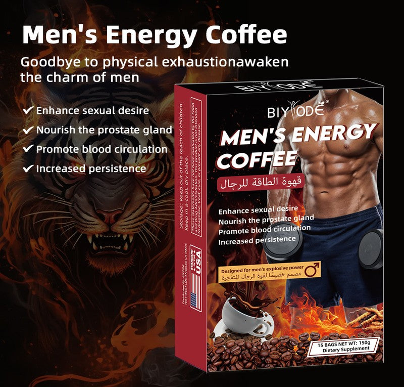 BIYODE Men’s Energy Herbal Coffee with Maca, Tongkat Ali & Ginseng – 15 Sachets