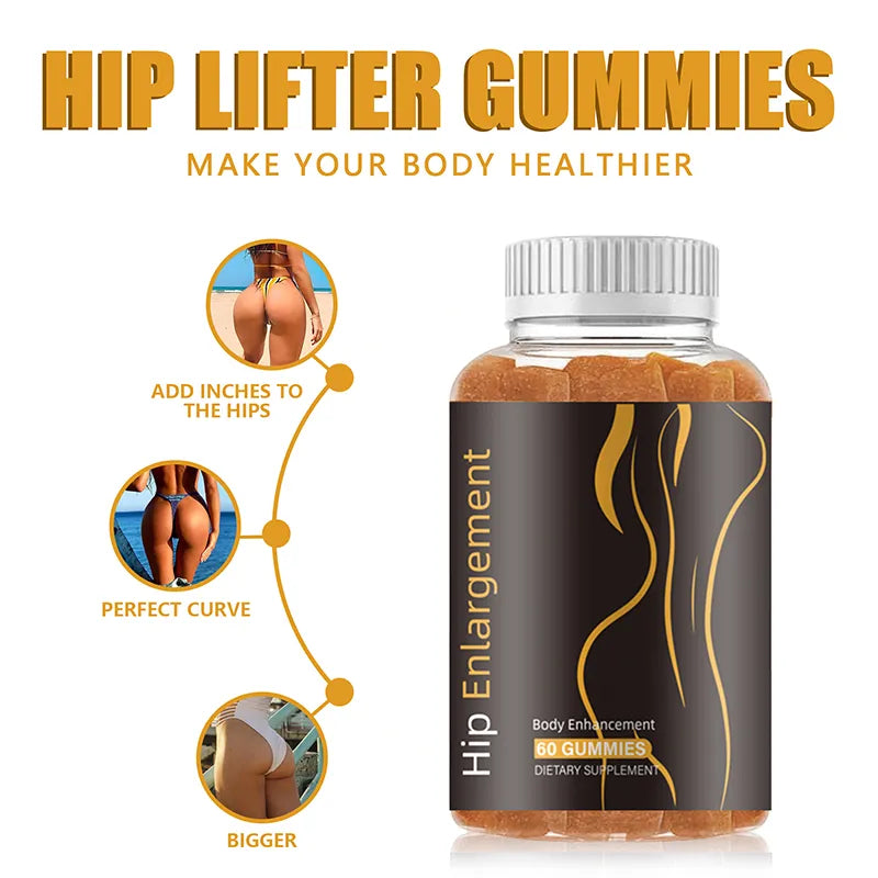 Hip Enlargement Gummies – Healthy Curves & Body Enhancement Wellness Supplement for Women | 60 Gummies