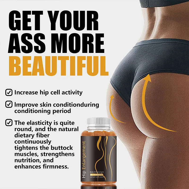 Hip Enlargement Gummies – Healthy Curves & Body Enhancement Wellness Supplement for Women | 60 Gummies