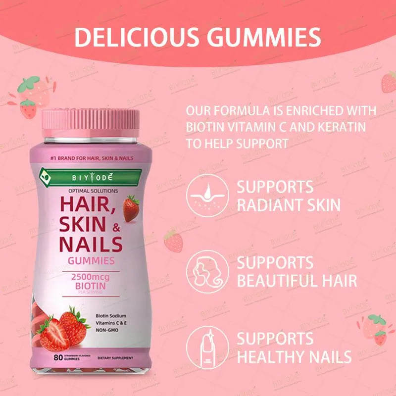 Biyode Hair Skin & Nails Gummies Nutritional Supplements