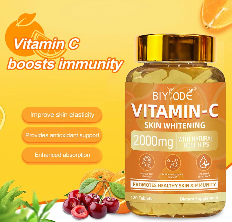 BIYODE Vitamin C with Natural Rose Hips – 120 Tablets