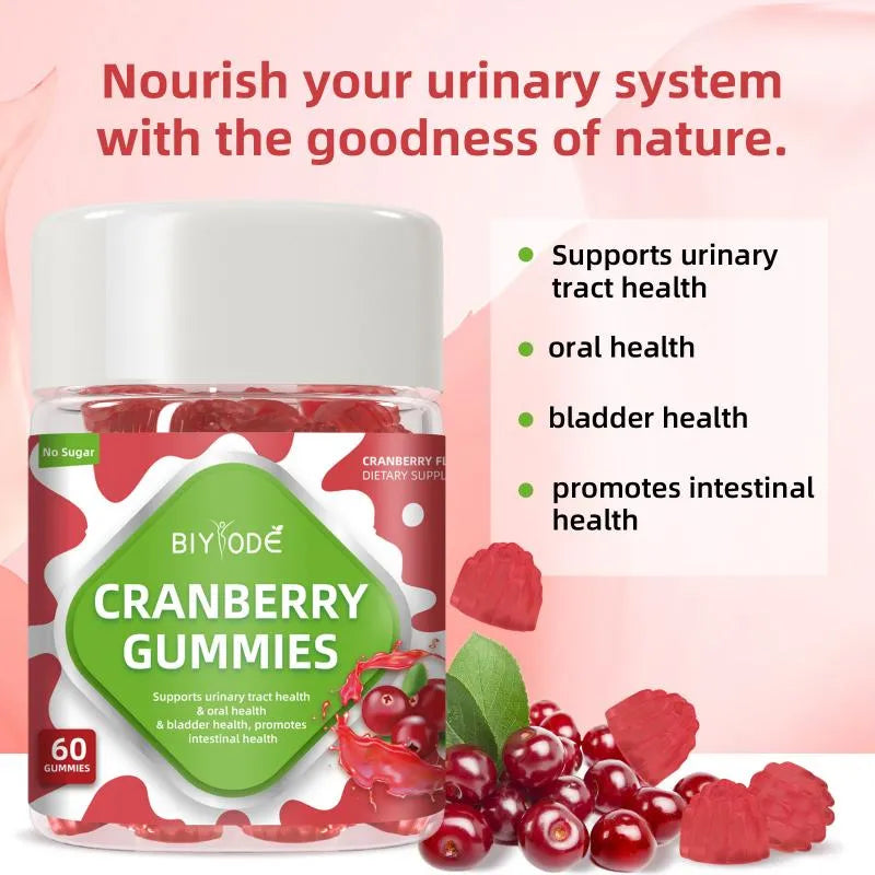 Cranberry Gummies, Natural Cranberry Supplement for Urinary Tract & Bladder Health, Daily Chewable Vitamins for Women