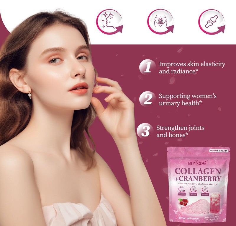 BIYODE Collagen + Cranberry Drink Mix with Vitamin C – 15 Sachets