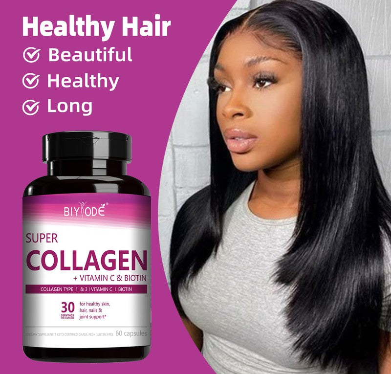 BIYODE Super Collagen Types I & III with Vitamin C & Biotin – 60 Capsules