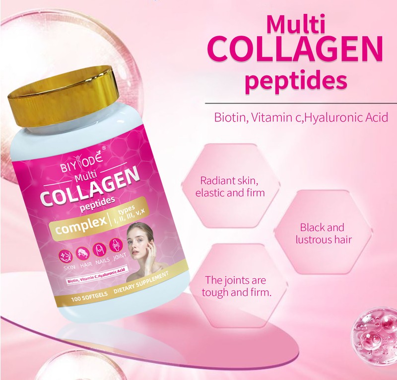 Five-type collagen complex with biotin vitamin C and hyaluronic acid