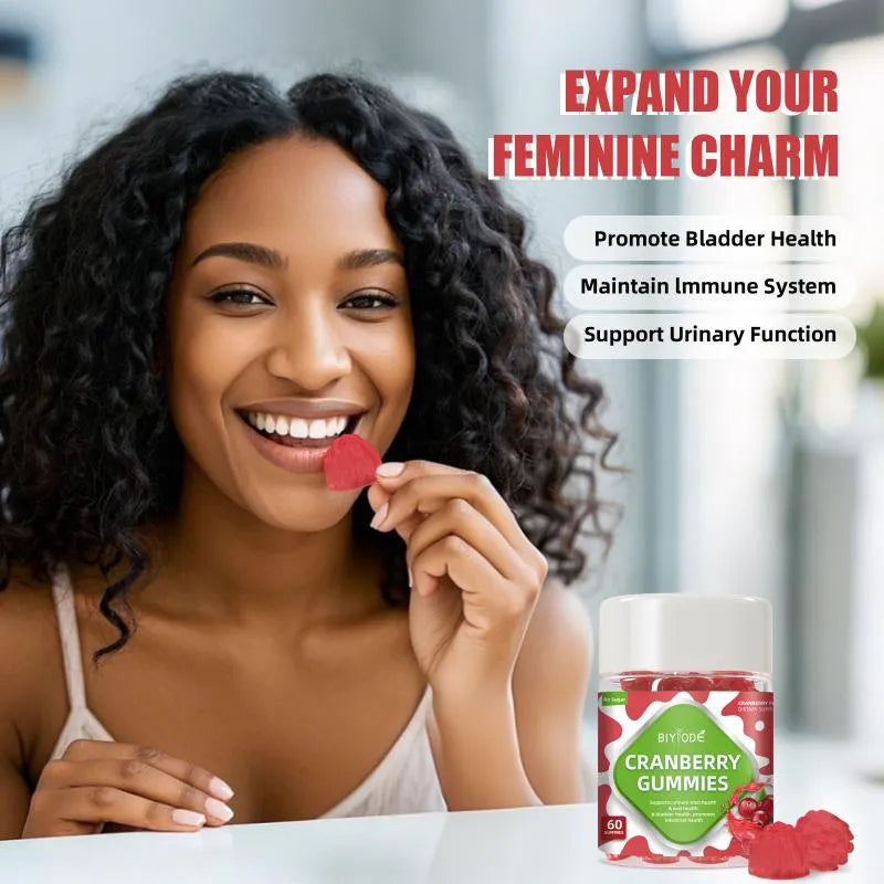 Cranberry Gummies, Natural Cranberry Supplement for Urinary Tract & Bladder Health, Daily Chewable Vitamins for Women