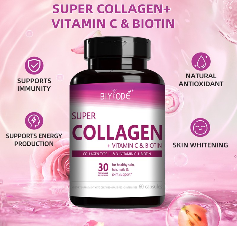 BIYODE Super Collagen Types I & III with Vitamin C & Biotin – 60 Capsules