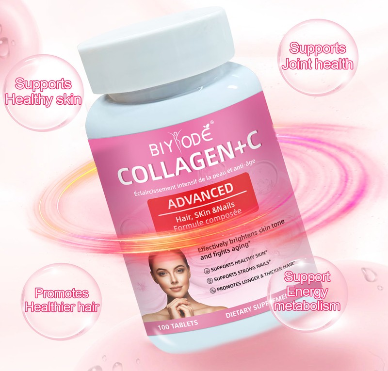 BIYODE Advanced Collagen + Vitamin C Hair, Skin & Nails – 100 Tablets