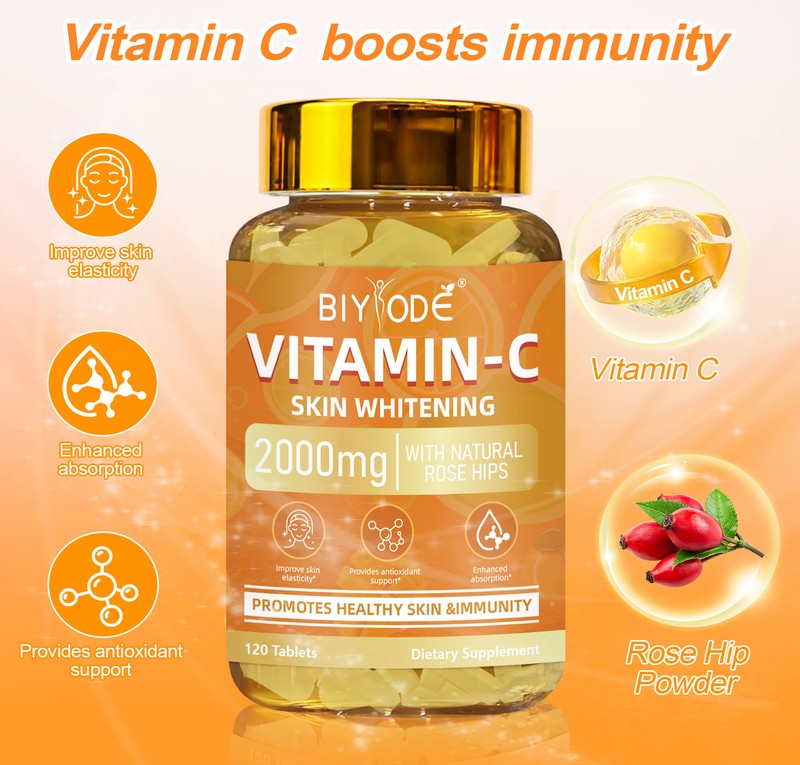 BIYODE Vitamin C with Natural Rose Hips – 120 Tablets