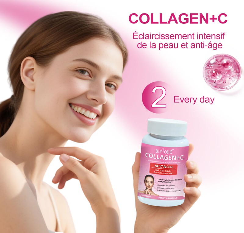BIYODE Advanced Collagen + Vitamin C Hair, Skin & Nails – 100 Tablets