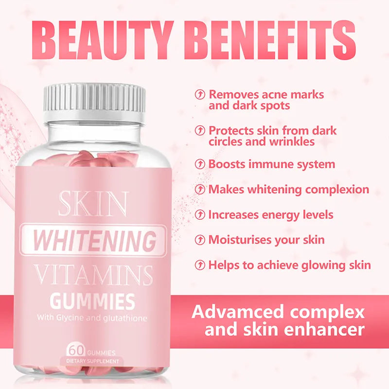 Glutathione Skin Whitening Gummies with Glycine – Anti-Aging & Beauty Support