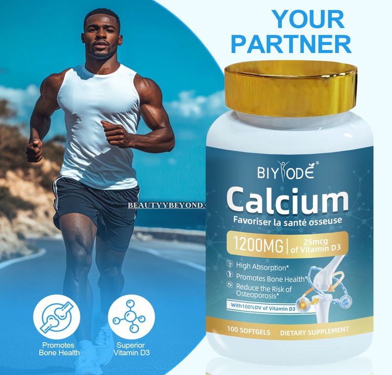 BIYODE Calcium 1200 mg with Vitamin D3 25 mcg – 100 Softgels
