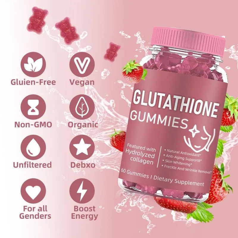 L-Glutathione Gummies 500mg with Hydrolyzed Collagen – Beauty & Skin Wellness Dietary Supplement, 60 Gummies